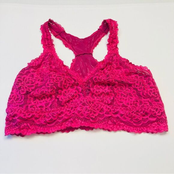Torrid Curve Lace‎ Lounge Longline Unlined Wireless Bralette Size 2 Pink Purple - Picture 1 of 5